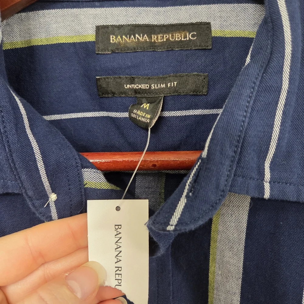 Banana Republic New Men's Blue Striped Shirt Business Casual Careerwear Preppy‎